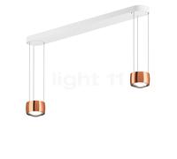 Occhio Sento Sospeso Due Fix E, lámpara de suspensión LED 2 focos, cabeza oro rosa/florón blanco mate - 2.700 K - Occhio Air
