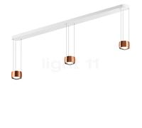 Occhio Sento Sospeso Tre Fix E, lámpara de suspensión LED 3 focos, cabeza oro rosa/florón blanco mate - 2.700 K - Occhio Air