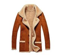 OCCOKO Abrigo con botones de talla grande para hombre, chaqueta Vintage gruesa acolchada de manga larga con solapa, abrigo cálido Chaqueta Hombre (Yellow, XXL)