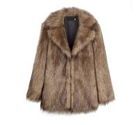 OCCOKO Abrigo de sintética con Estampado de Leopardo para Mujer, cárdigan con Capucha Ropa de Abrigo (2-Brown, L)