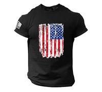 OCCOKO Camiseta de manga corta impresa 3D casual para hombre con logotipo de la bandera americana camisetas de fútbol para personalizar, Negro , XL