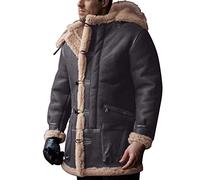OCCOKO Chaqueta Hombre Abrigo de Invierno con Capucha de Talla Grande para Hombre Abrigo Grueso Vintage Chaqueta de de Oveja (Grey, L)