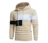 OCCOKO Suéter de Manga Larga Top Sudadera Hombre Otoño Invierno Calle Ocio Viajes Deportes al Libre Colorblock Estampado Delgado con Capucha Snowboard (Khaki, XL)