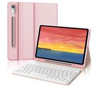 Occtingkind Funda con Teclado para Lenovo Tab P12 12.7" 2023, Rosa | Teclado Bluetooth Inalámbrico Desmontable con Funda Delgada y Ranura para Bolígrafo para Tablet Lenovo Tab P12 12.7 TB370FU
