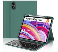 Occtingkind Funda con Teclado para Redmi Pad Pro 12.1", Teclado Español Ñ Bluetooth Magnético Extraíble, Fundas de Cuero PU 360° para Xiaomi Poco Pad 12.1" 2024, Verde Oscuro
