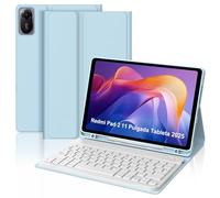 Occtingkind Funda con Teclado para Xiaomi Redmi Pad 2 11 Pulgadas 2025, Teclado Español Ñ Desmontable Bluetooth para Xiaomi Redmi Pad 2, Funda de Diseño Minimalista 360° y Ranura para Lápiz, Azul