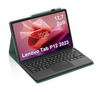 Occtingkind Lenovo Tab P12 12.7 Pulgadas 2023 Funda con Trackpad Teclado para Lenovo P12 12.7 Pulgadas 2023 TB370FU, Teclado Bluetooth Desmontable, QWERTZ, USB C, Sin Iluminación, Eficiente, Verde