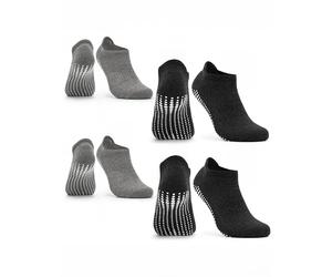 Occulto CALCETINES ANTIDESLIZANTES para MUJER y HOMBRE (2-4 PARES), CALCETINES para YOGA y PILATES MUJER HOMBRE 43-46 4 Pares | Gris Negro