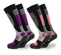 Occulto CALCETINES de ESQUI para MUJER (2 Pares), CALCETINES TÉRMICOS MUJERES DEPORTIVOS ACOLCHADOS y TRANSPIRANTES PARA TOURING, ALPINISIMO y SNOWBOARD 35-38 1 Pares Púrpura | 1 Pares Rosado