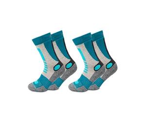 Occulto Calcetines senderismo mujer 2 pares (modelo: Gerlinde) 39-42 Turquesa-Gris