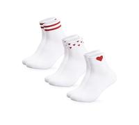 Occulto Calcetines Tobilleros Motivo para Mujer 3 Pares (modelo: Gianna) Corazones 35-38
