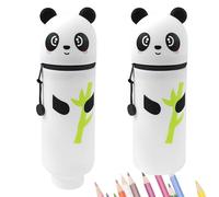 Occupaternm Funda de silicona suave, estuche 2 en 1, soporte para lápices de animales, soporte para lápices de mesa, estuche para lápices de pie, bonito estuche para niños y niñas, 1pcs-panda, Kawaii