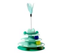 Occupiedpet 4 Tiers Cat Track Toy, Interactive Rotating Turntable with Spring Teaser Wand, ABS Metal Construction, Indoor Entertainment Play Toy for Kittens and Adult Cats
