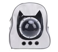 Occupiedpet Cat Backpack Carrier Breathable Pet Travel Backpack with Transparent WindowLarge Space Portable PU Leather Cat Bag for Outdoor Camping Hiking (Blanca)