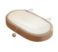 Occupiedpet Cat Scratcher Bed, 24.41in x 16.54in x 3.94in Oval Cat Scratch Pad with Random Hairball for All Season Resting and Scratching (with Ear Single Color)