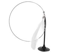Occupiedpet Cat Teaser Stick Suction Cup Feather Bell Cat Toy Interactive Self Entertainment Plaything for Kittens Indoor Daily Use (Pluma Blanca)