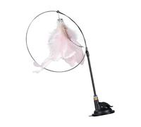 Occupiedpet Cat Teaser Stick Suction Cup Feather Bell Cat Toy Interactive Self Entertainment Plaything for Kittens Indoor Daily Use (Pluma Rosa)