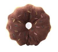 Occupiedpet Dog Chew Toy, Plush Donut with Squeaker for Small Dogs, Interactive Soft Biting Toy for Boredom and Play (Coffee)