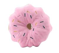 Occupiedpet Dog Chew Toy, Plush Donut with Squeaker for Small Dogs, Interactive Soft Biting Toy for Boredom and Play (Pink)