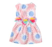 Occupiedpet Dog Dress, Soft Breathable Summer Pet Apparel with Floral Decor, Pink Puppy Dress for Small Dogs Daily Party Photography (XS)