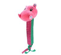 Occupiedpet Dog Rope Toy, Oxford Cloth Animal Head with Squeaker, 13.39 Inch Chew and Pull Toy for Dogs (Pink Hippopotamus)