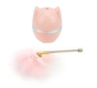 Occupiedpet Interactive Cat Toy with Feather and Bell, Tumbler Design Spring Base Cat Teaser Wand for Indoor Kittens, 10.6 Inches Tall (Rosa)