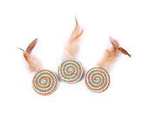 Occupiedpet Juguete para Gatos con Cuerda de Papel con Pluma, Disco Redondo de 2,4 Pulgadas para rascar y Jugar, Juguete Interactivo de 0,6 oz para Gatos y Mascotas pequeñas