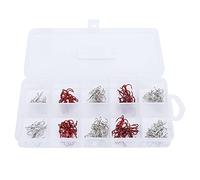 Occupiedpet Lure Triple Hooks Set, 130 Pieces Treble Hooks Set, High Carbon Steel and PVC Material, Barbed Design, Suitable for Lure Fishing Anglers (Juego de Tres Ganchos de Anclaje (Blanco/Rojo))