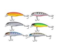 Occupiedpet Minnow Fishing Lure, Sinking Stream Lure, Plastic and Stainless Steel, 3D Lifelike Eyes, Acuminate Hooks, 6 Pcs, Suitable for Perch, Bass and Chub Fishing