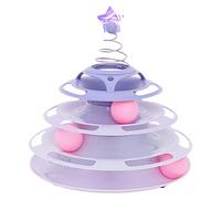 Occupiedpet Rodillo de Juguete para Gatos, Plataforma giratoria interactiva de 3 Niveles con Bolas Que rebotan, Base Antideslizante de Material PP para Gatos y Gatitos de Interior (Tapez 2)