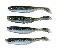 Occupiedpet Soft Fishing Bait, T Tail Double Colored Simulated Lure, 4 Pieces 3.0 in PVC Angling Accessory for Freshwater Saltwater Outdoor Fishing (Oro Verde Negro)