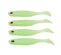 Occupiedpet Soft Fishing Bait, T Tail Double Colored Simulated Lure, 4 Pieces 3.0 in PVC Angling Accessory for Freshwater Saltwater Outdoor Fishing (Color Luminoso)