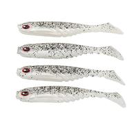 Occupiedpet Soft Fishing Bait, T Tail Double Colored Simulated Lure, 4 Pieces 3.0 in PVC Angling Accessory for Freshwater Saltwater Outdoor Fishing (Negro Transparente)