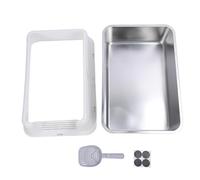Occupiedpet Stainless Steel Cat Litter Box Extra Large Top Entry Cat Toilet Anti Splashing Semi Enclosed Kitty Litter Box 24.41x16.54x9.84 Inch 7.17 LB Grey (Blanca)