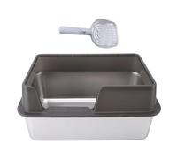 Occupiedpet Stainless Steel Cat Litter Tray, 20.47 x 14.57 x 6.30 in 4.48 LB High Side Splash Proof Open Top Litter Box with Scoop Black (L Negro)