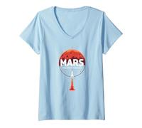 Occupy Mars: la próxima exploración Espacial fronteriza Camiseta Cuello V, Mujer, Azul Bebé, M