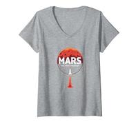 Occupy Mars: la próxima exploración Espacial fronteriza Camiseta Cuello V, Mujer, Gris Jaspeado, M