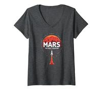 Occupy Mars: la próxima exploración Espacial fronteriza Camiseta Cuello V, Mujer, Jaspeado Oscuro, XXL