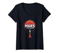Occupy Mars: la próxima exploración Espacial fronteriza Camiseta Cuello V, Mujer, Negro, XXL