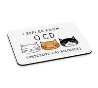 OCD OBSESSIVE CAT Disorder ALFOMBRA RATÓN ORDENADOR PC - Animal CRAZY CAT LADY