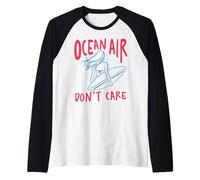 Ocean Air Don't Care Surfer Girl Beach Waves Surfing Diseño Camiseta Manga Raglan