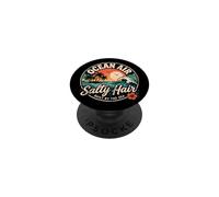 Ocean Air Salty Hair Beach Club, Estilo Retro, costero, Puesta de Sol PopSockets PopGrip Adhesivo