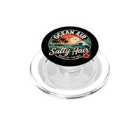 Ocean Air Salty Hair Beach Club, Estilo Retro, costero, Puesta de Sol PopSockets PopGrip para MagSafe