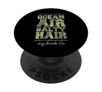 Ocean Air Salty Hair Long Beach California Tropical PopSockets PopGrip Adhesivo