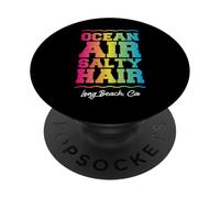 Ocean Air Salty Hair Long Beach California Tropical PopSockets PopGrip Adhesivo