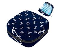 Ocean Anchor - Bolsa de almacenamiento de servilletas sanitarias azul marino, bolsa grande para copa menstrual con cremallera, bolsa de compresas menstruales, bolsa de almacenamiento para panty y