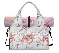 Ocean Anchor - Bolsa deportiva de lona con diseño de pulpo para mujeres y hombres, bolsa de fin de semana con compartimento para zapatos, bolsa de hombro para yoga, gimnasio, viajes, color, L,