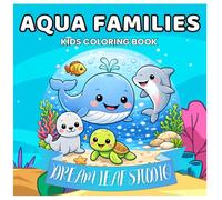 Ocean Animal Families Coloring Book for Kids: Cute Baby Animals with Parents - Easy and Fun Coloring Pages for Toddlers and Preschool Kids