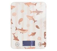 Ocean Animal Fish Shark Pink Stripe Cooking Food Scale for Home use 5.0 kg/5.1 g, 5 kg/5 g Kitchen Scale Cute with 4 Unit for Keto Baking Baking Baking (Pilas no incluidas)