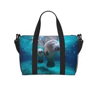 Ocean Animal Manatí - Bolsa de viaje cruzada, 41 x 29 x 15 cm, bolsa de viaje para parte inferior de silla, bolsa de viaje, bolsa de noche, bolsa de mano unisex, Black, Talla única